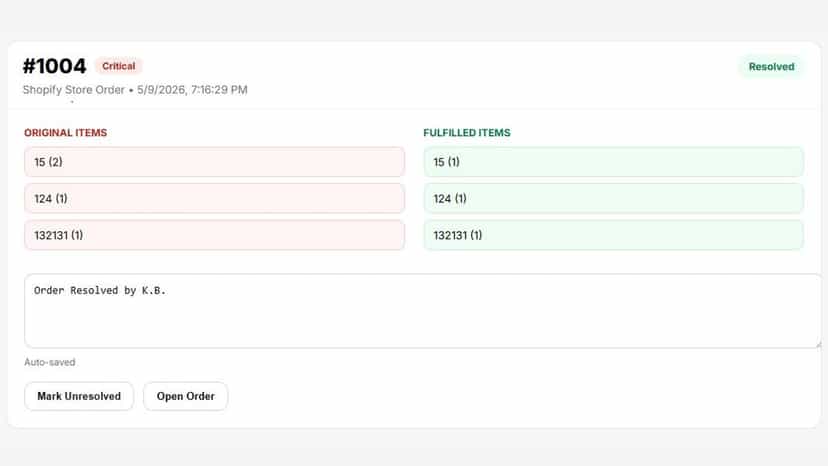 Review orders for fulfillment changes.