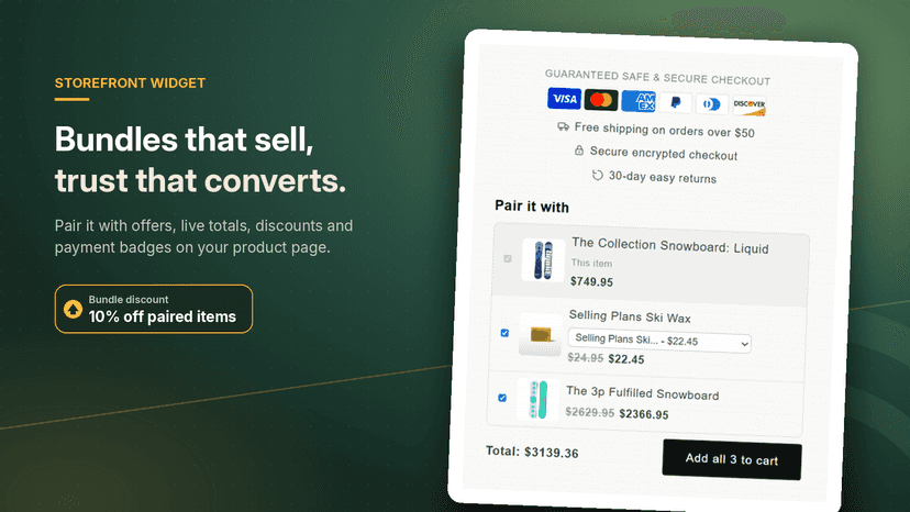 Pair it with bundle and trust badges on a product page
