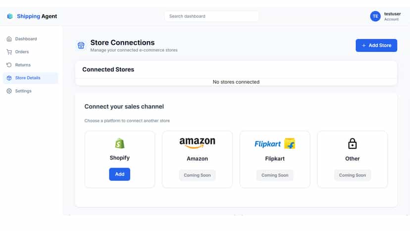 Connect store and courier integration settings