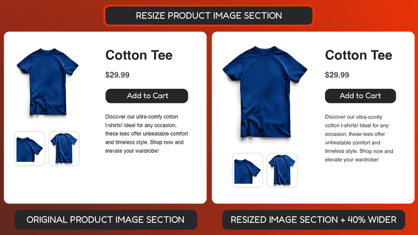 Possibility to resize product image section, make it bigger