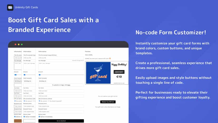 Shopify gift cards, custom gift cards, persinalized gift cards