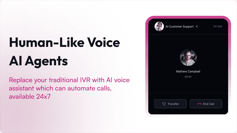 AI voice agent call interface showing active call screen