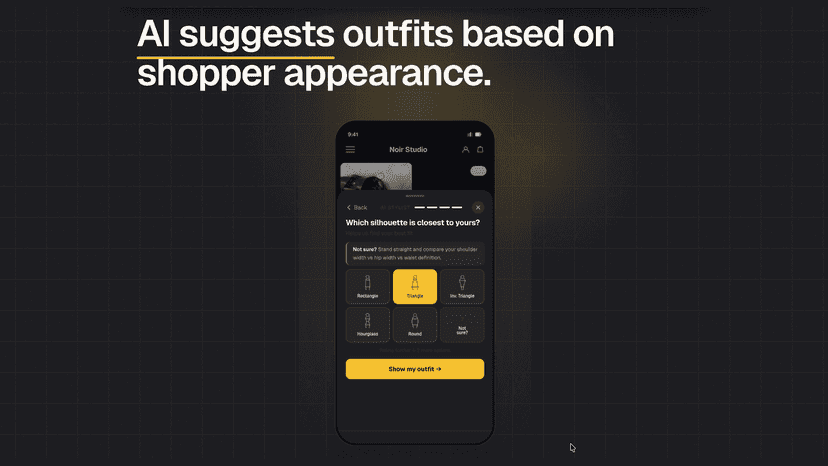 AI-curated outfit with jacket, skirt, and boots in cart