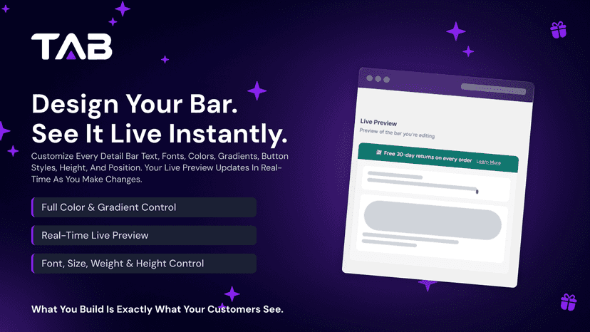 Real-time live preview styling bar