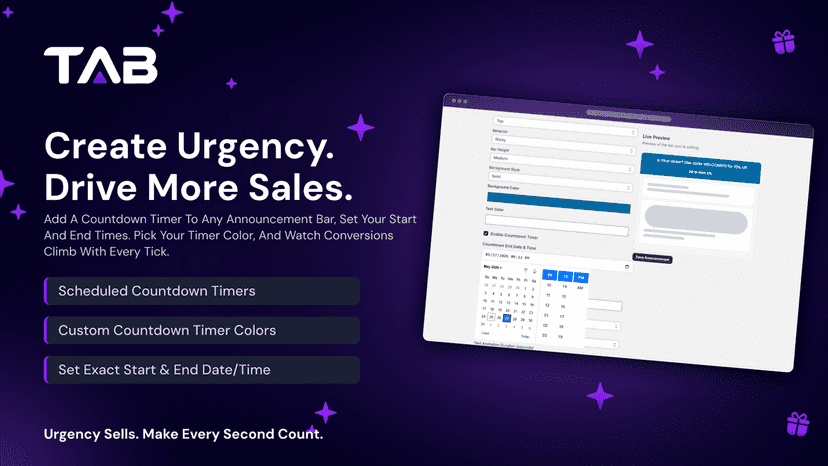 Countdown timer scheduler settings