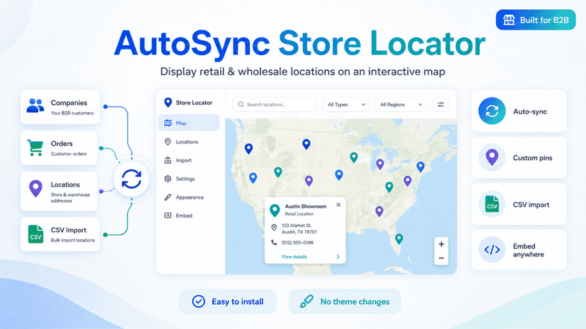 display retail & wholesale location on an interactive map