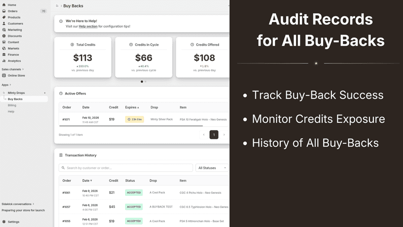 audit records for all buy backs