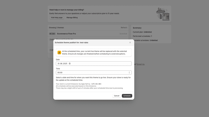 Themify: Schedule modal
