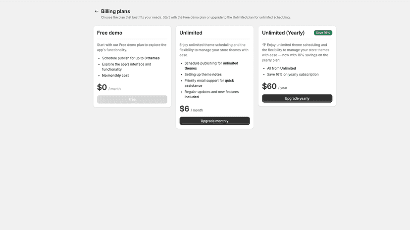 Themigy: Billing plans