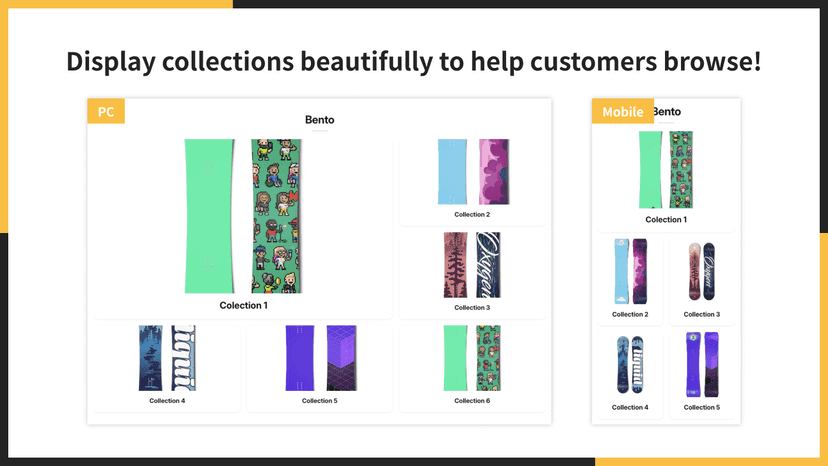 Display collections beautifully to help customers browse!
