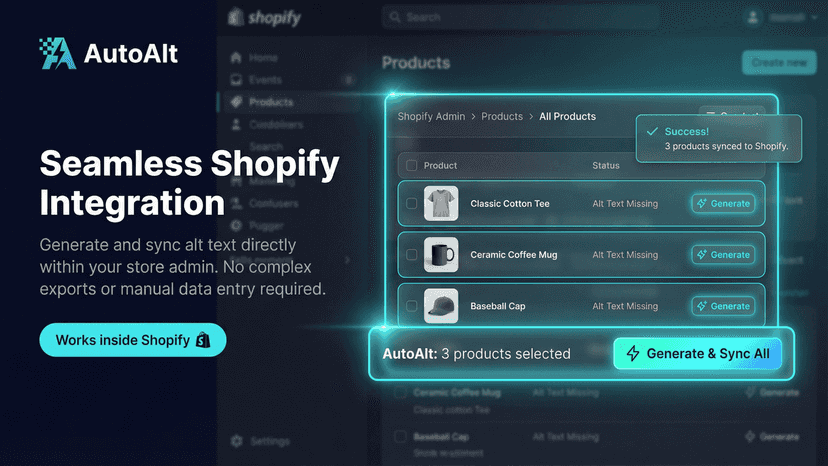 Seamlessly generate and sync alt text within Shopify