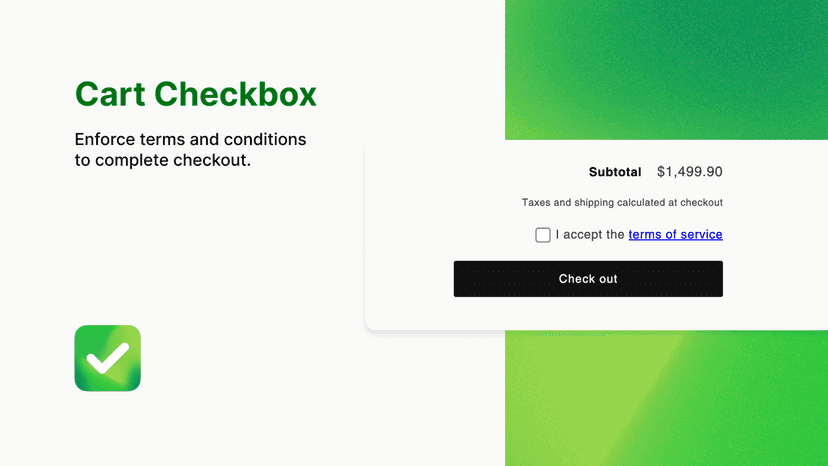 Preview of checkbox in cart page.