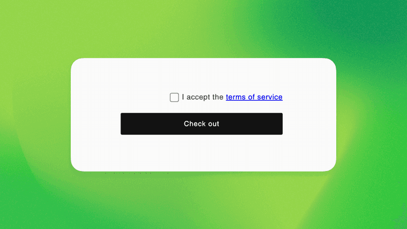 Terms & Conditions checkbox preview