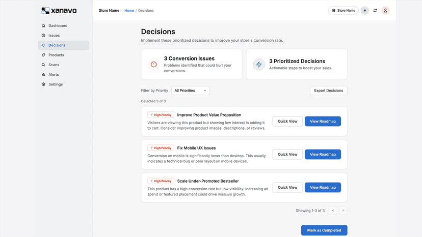 Shopify CRO Decisions by Xanavo