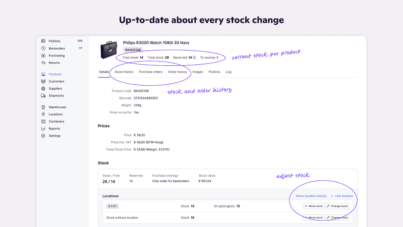 Up-to-date about every stock change