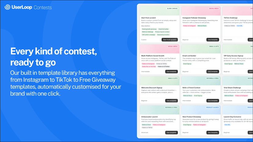 1 click templates... contest, sweepstake, giveaways
