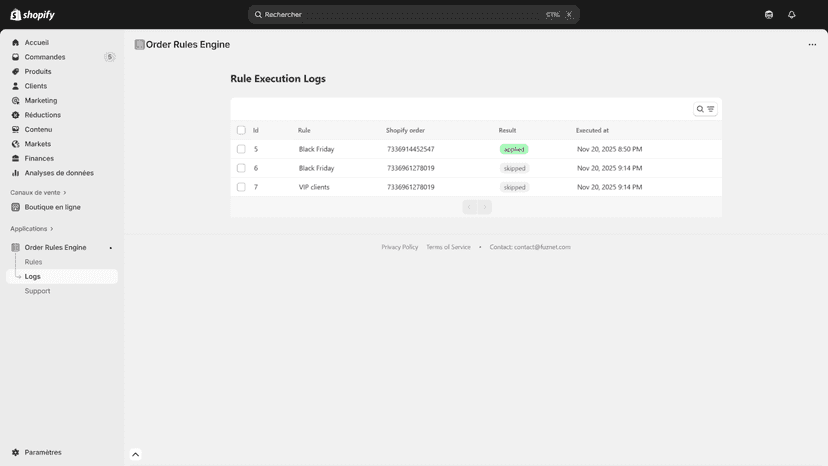 RuleWorks: Order Rules Engine Logs