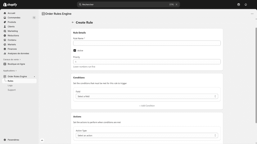 RuleWorks: Order Rules Engine Create Rule