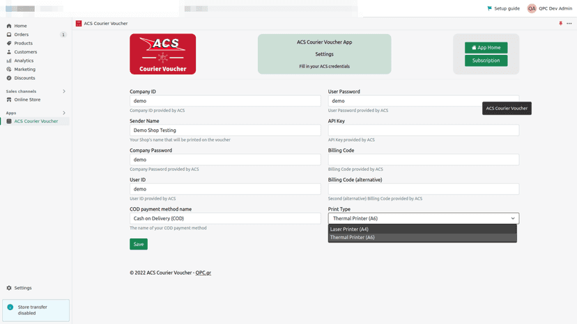 Setup your ACS Business Tools credentials