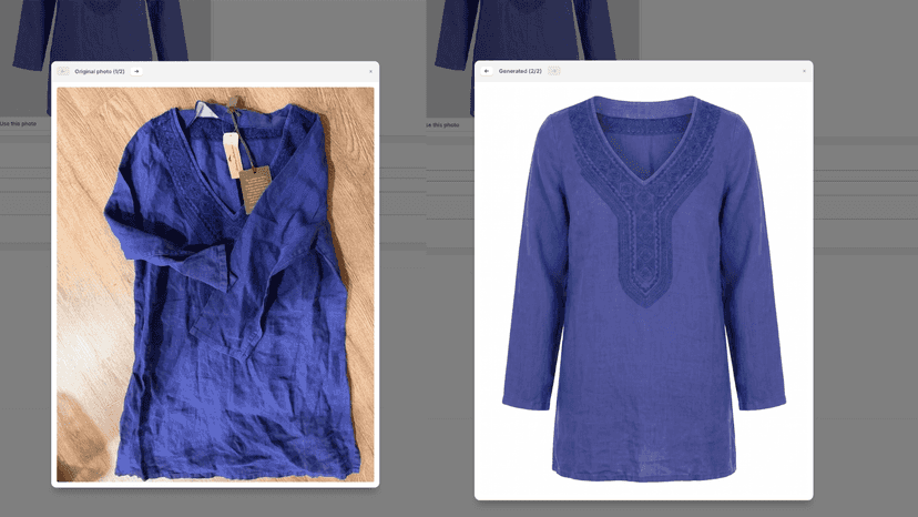 Before and after: AI studio photo generated from a phone picture