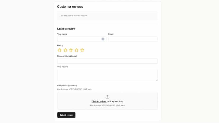 Review widget to review a specific product