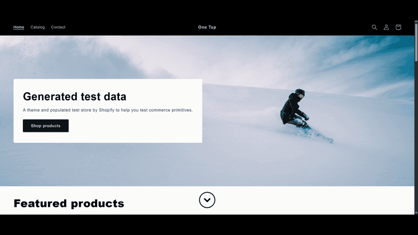 Skroll floating auto scroll button live on a Shopify storefront