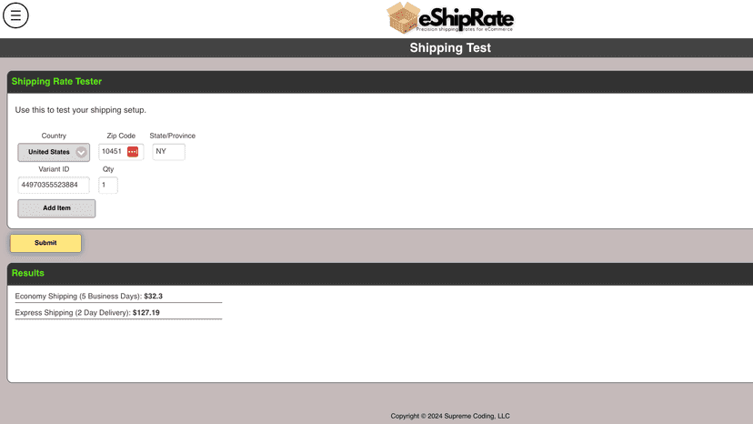 Test your shipping rates before making them live.