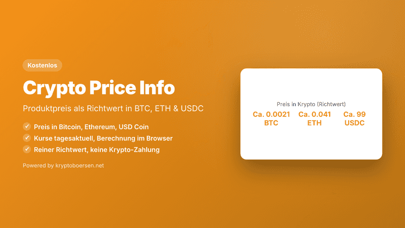 Krypto-Richtwerte auf einer Produktseite