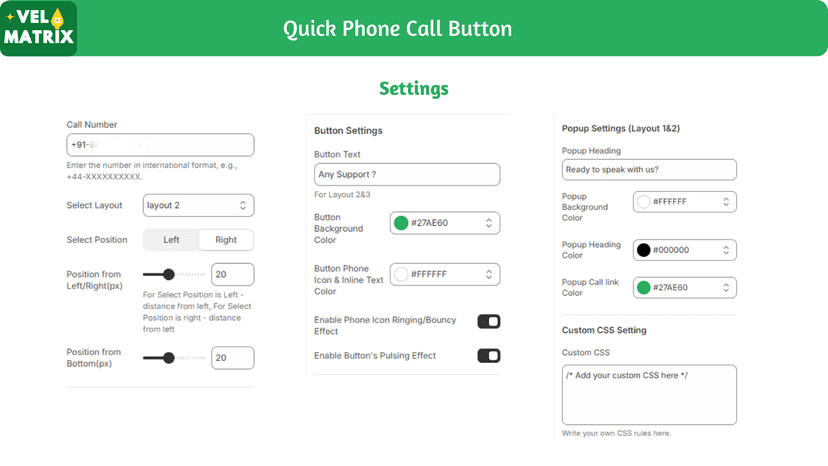 Settings of Phone Call Button