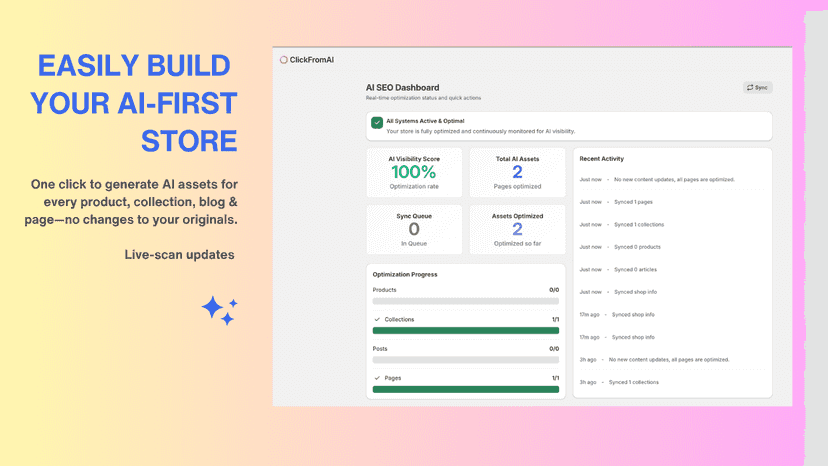 Easily build you ai-first store | clickfrom.ai