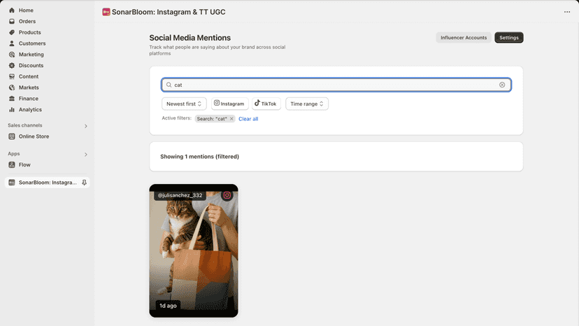 Tagged mention's dashboard view with AI search