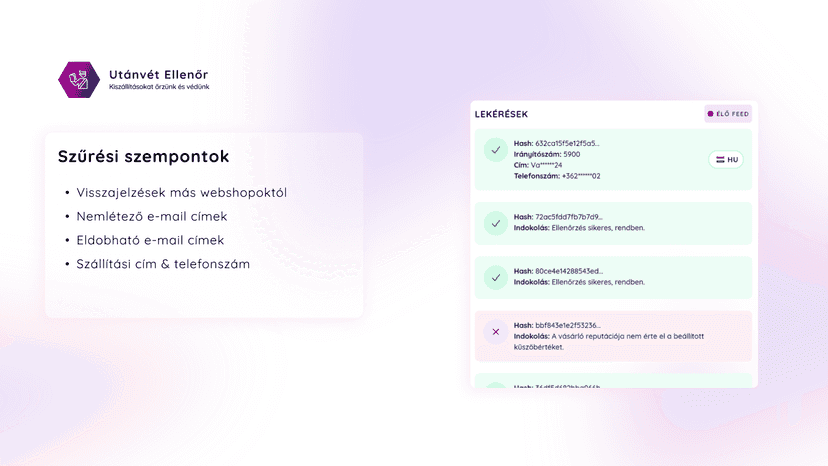 Promotional image of Utánvét Ellenőr website