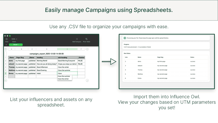 Use any. CSV file to organize your campaigns with ease.