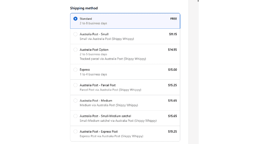 Australia Post Shipping rates