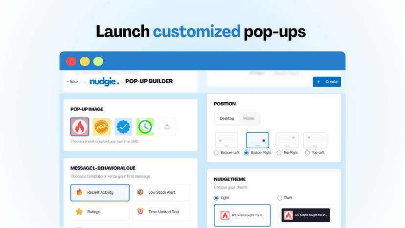 Launch customized pop-ups