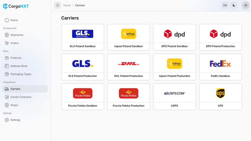 Carrier selection