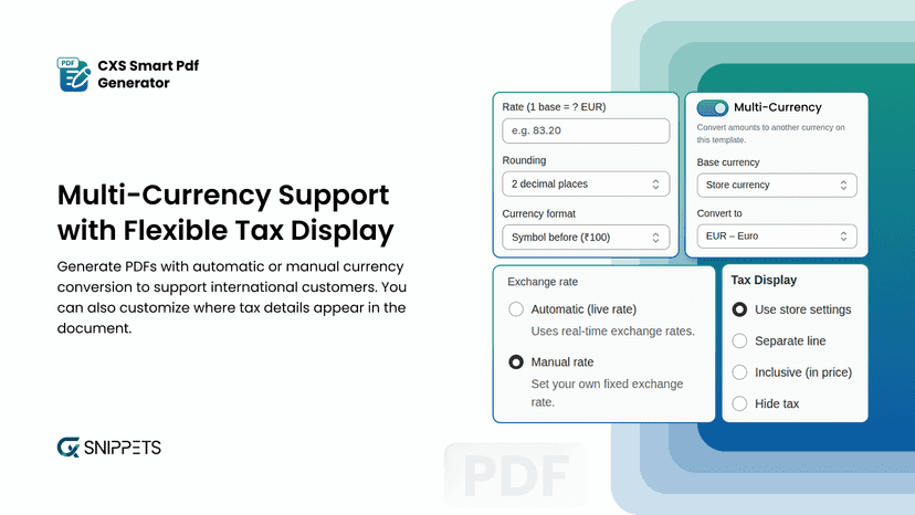 Multi currency support with flexible tax display