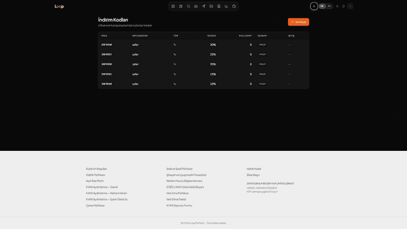 Manage influencer discount codes in Loop