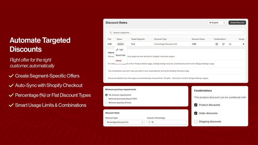 Create automated, segment-specific discount rules and limits.