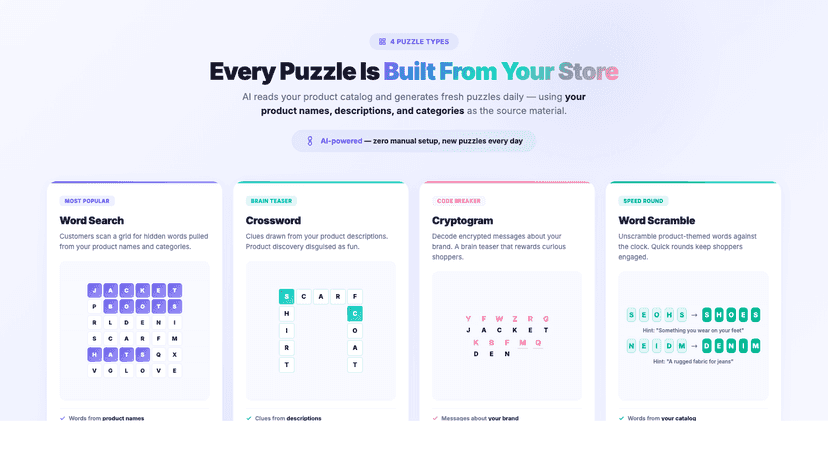 Context based, branded puzzles keep customers engaged for hours