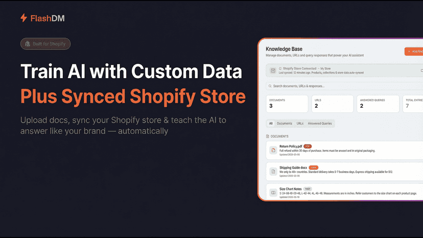 Train AI with custom data plus synced Shopify store