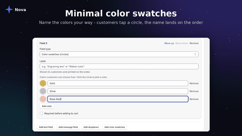Minimal color swatches