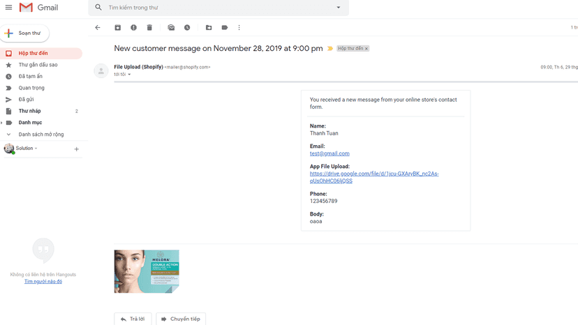 file link on contact email