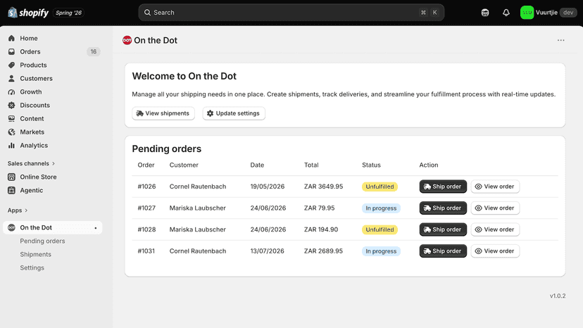 Manage shipments and orders