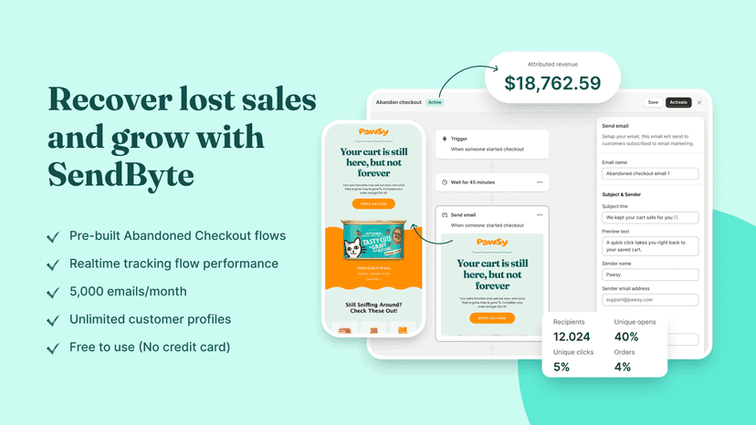 Recover lost sales and grow with SendByte email automation