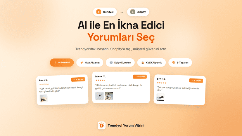 AI destekli Trendyol yorum aktarımı - Shopify