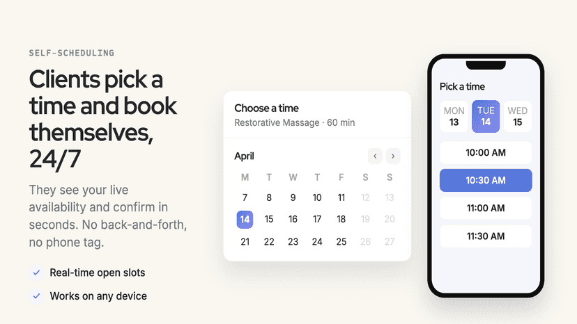 Client picking an appointment time on desktop and mobile