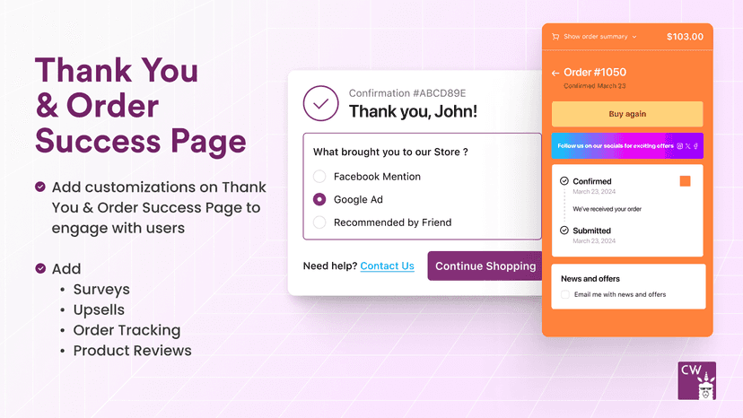 Thank you & Order Success Page Customisation