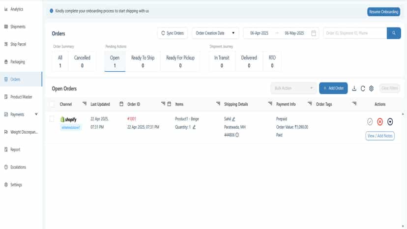 Auto sync all orders from shopify