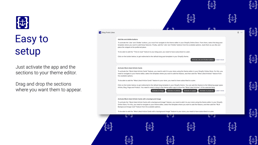 No coding required. Add likes and dislikes with one click.